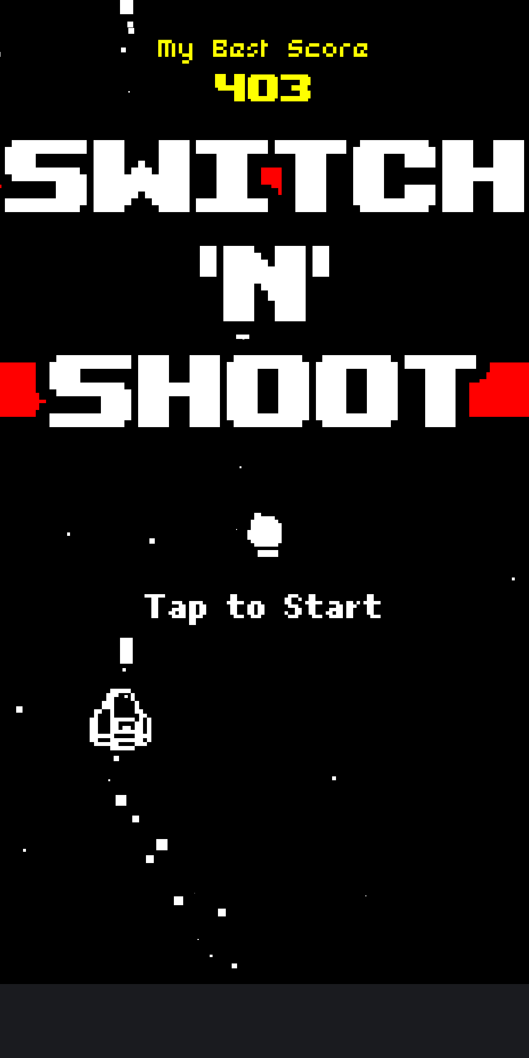 Screenshot: Switch’N’Shoot main screen, showing 403 as my top score